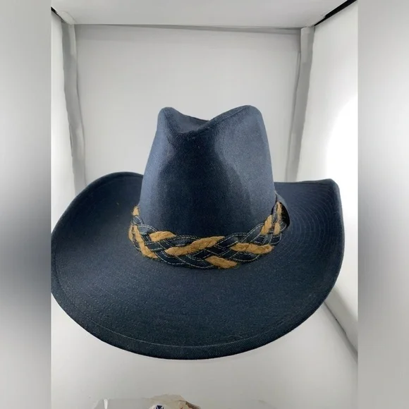 Vintage Bradford LTD Blue Denim Cowboy Hat Size 7​​​​​​​​​​​​ - Picture 9 of 9